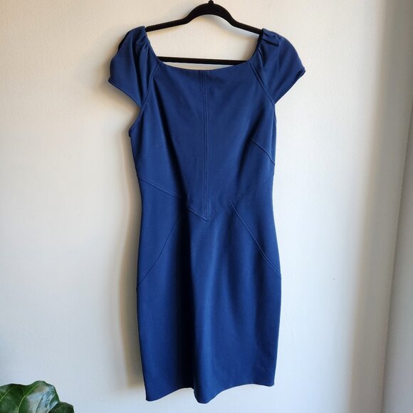 Sz12 Diane von Furstenberg French Blue Midi Sheath Dress - EUC - Picture 1 of 14